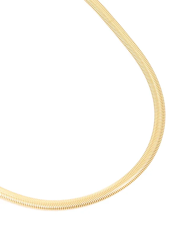 Waterproof Gold Plated Stainless Steel Flat Detail Chain Necklace sold by lovisa