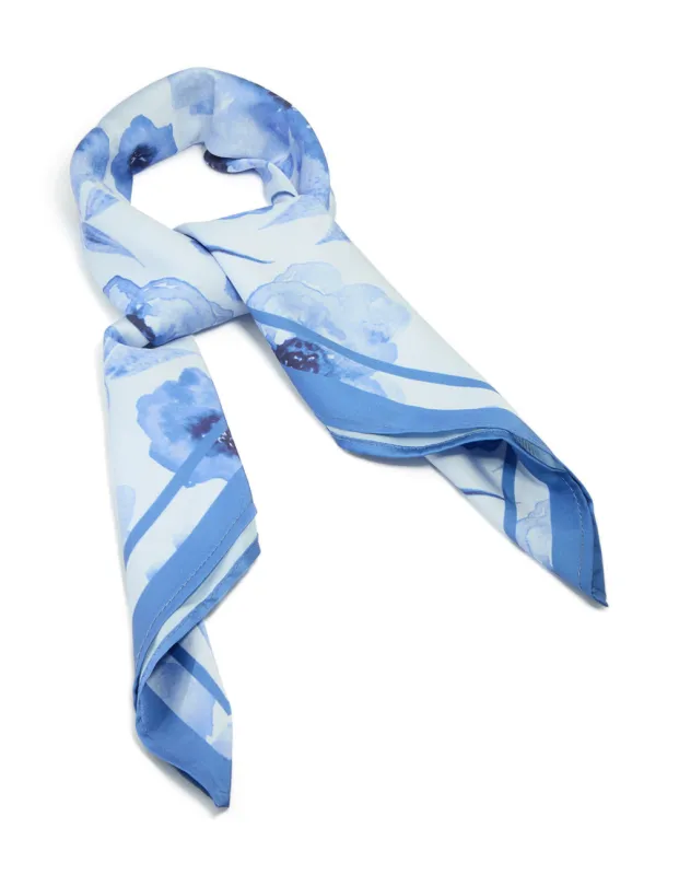 Blue Watercolor Floral Fabric Scarf sold by lovisa