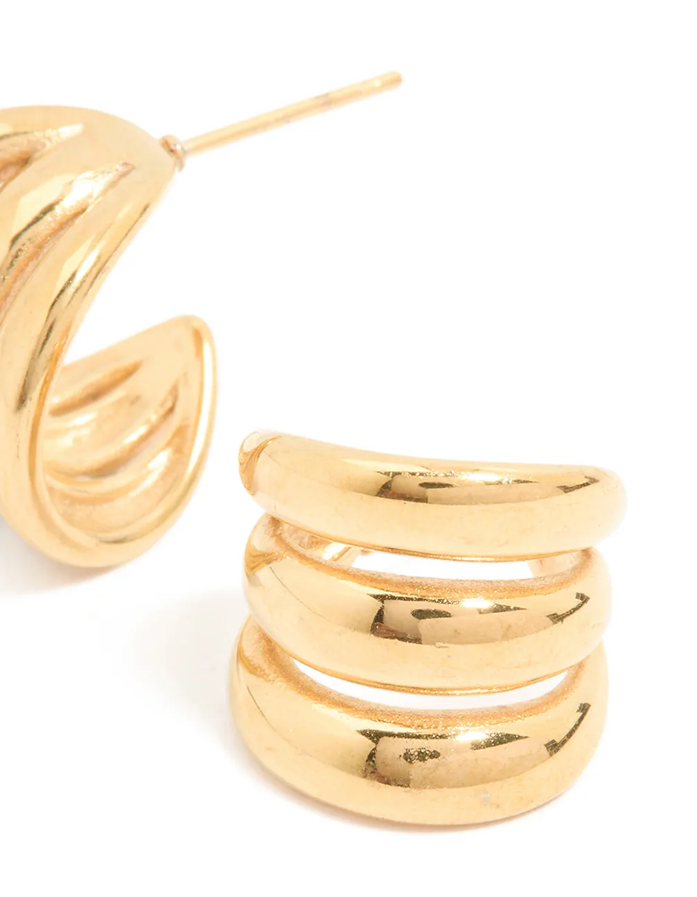 Waterproof Gold Plated Stainless Steel Triple Band Hoop Earrings sold by lovisa product image thumbnail 3