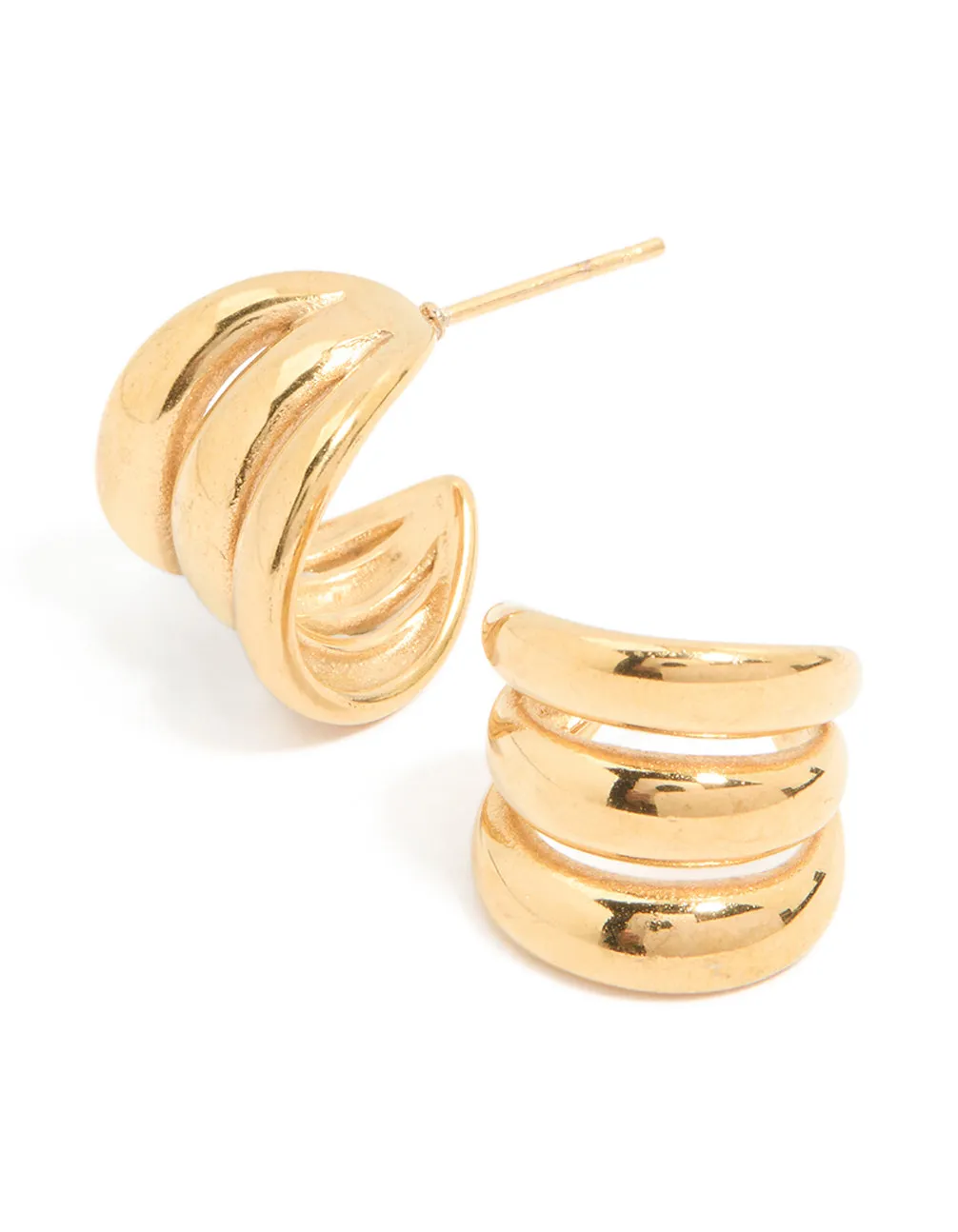 Waterproof Gold Plated Stainless Steel Triple Band Hoop Earrings sold by lovisa