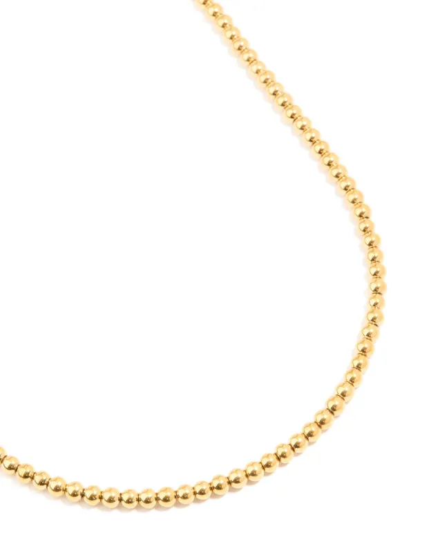 Waterproof Gold Plated Stainless Steel Ball Chain Necklace sold by lovisa