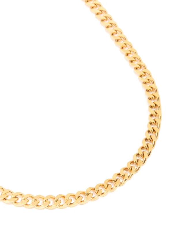 Waterproof Gold Plated Stainless Steel Curb Chain Necklace sold by lovisa
