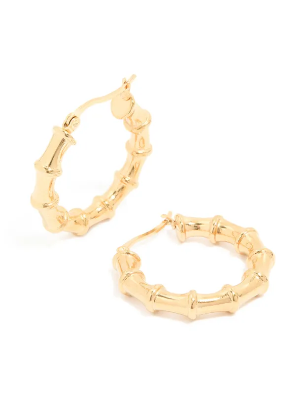 Waterproof Gold Plated Stainless Steel Textured Hoop Earrings 30 MM sold by lovisa