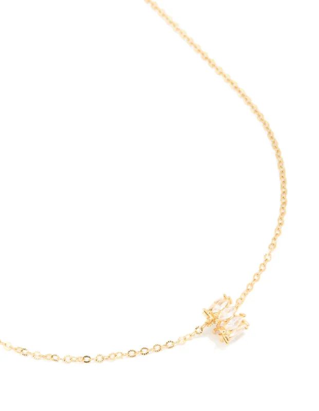 Waterproof Gold Plated Stainless Steel Cubic Zirconia Baguette Pendant Twisted Necklace sold by lovisa