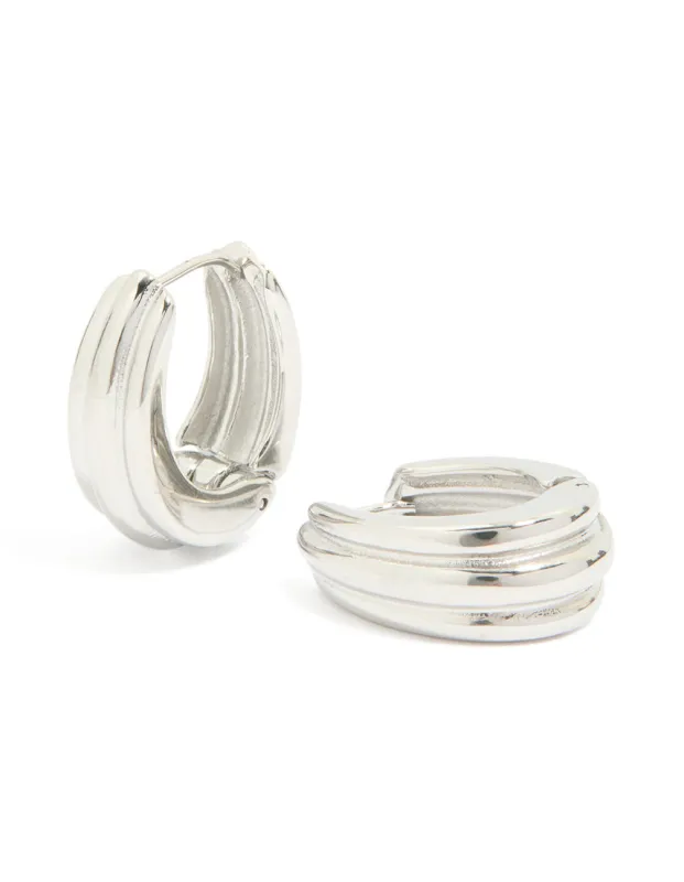Waterproof Stainless Steel Hinge Hoop Indented Earrings sold by lovisa
