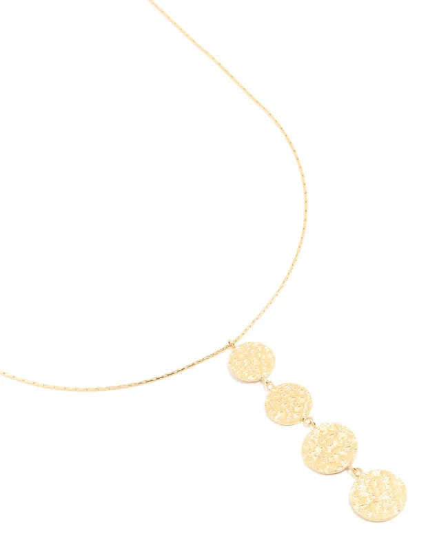 Waterproof Gold Plated Stainless Steel Multiple Dimple Discs Necklace sold by lovisa