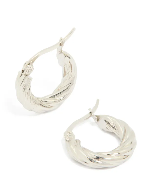 Waterproof Stainless Steel Twisted Hoop Earrings sold by lovisa