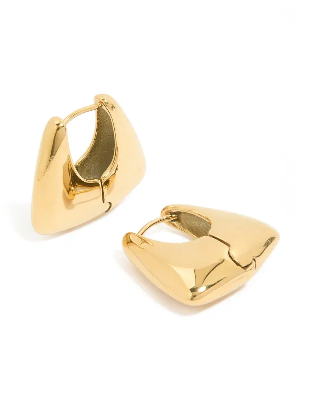 Waterproof Gold Plated Stainless Steel Trapezoid Hinged Hoop Earrings sold by lovisa