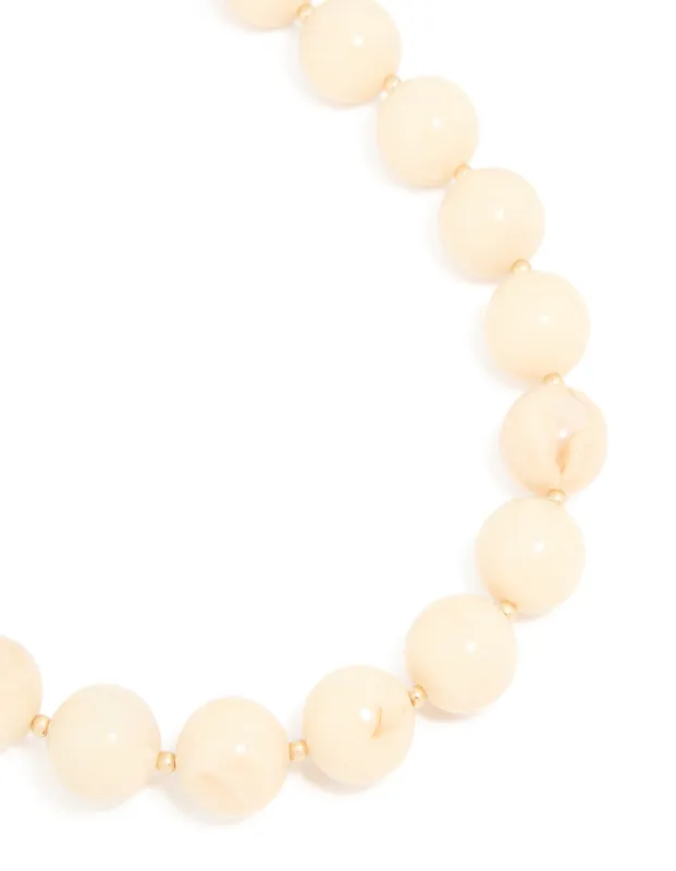 Gold Neutral Marble Beaded Necklace sold by lovisa