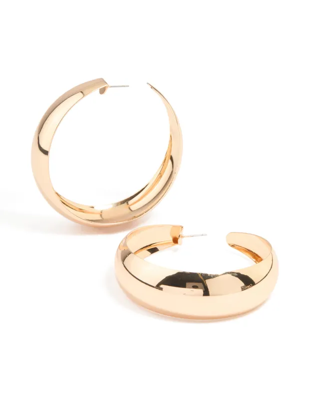 Gold Large Thin Hoop Earrings sold by lovisa