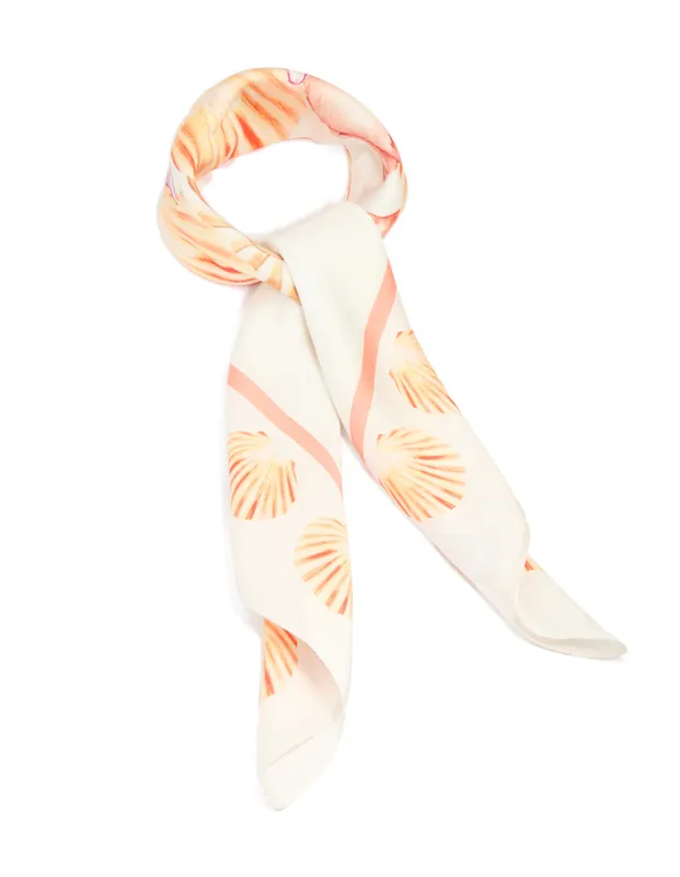 White Fabric Shell & Coral Printed Scarf sold by lovisa
