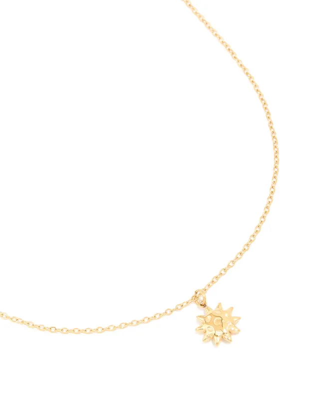 Waterproof Gold Plated Stainless Steel Sun Pendant Necklace sold by lovisa