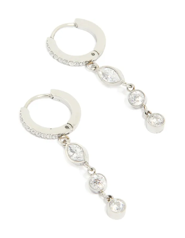 Waterproof Stainless Steel Cubic Zirconia Huggie Drop Earrings sold by lovisa