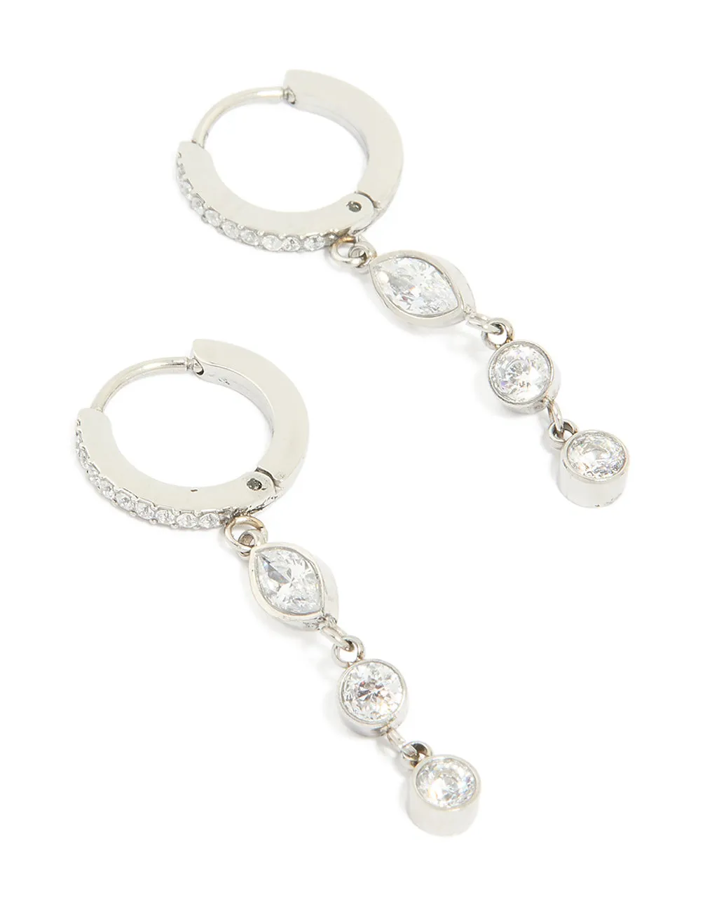 Waterproof Stainless Steel Cubic Zirconia Huggie Drop Earrings sold by lovisa