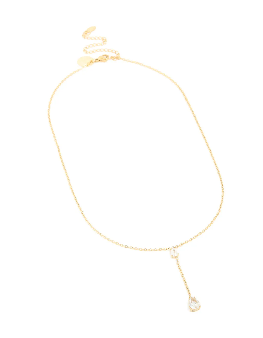 Waterproof Gold Plated Stainless Steel Cubic Zirconia Teardrop Y-Necklace sold by lovisa product image thumbnail 2