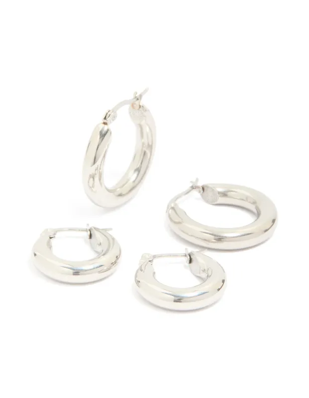 Waterproof Stainless Steel Tube Hoop Earrings 2-Pack sold by lovisa