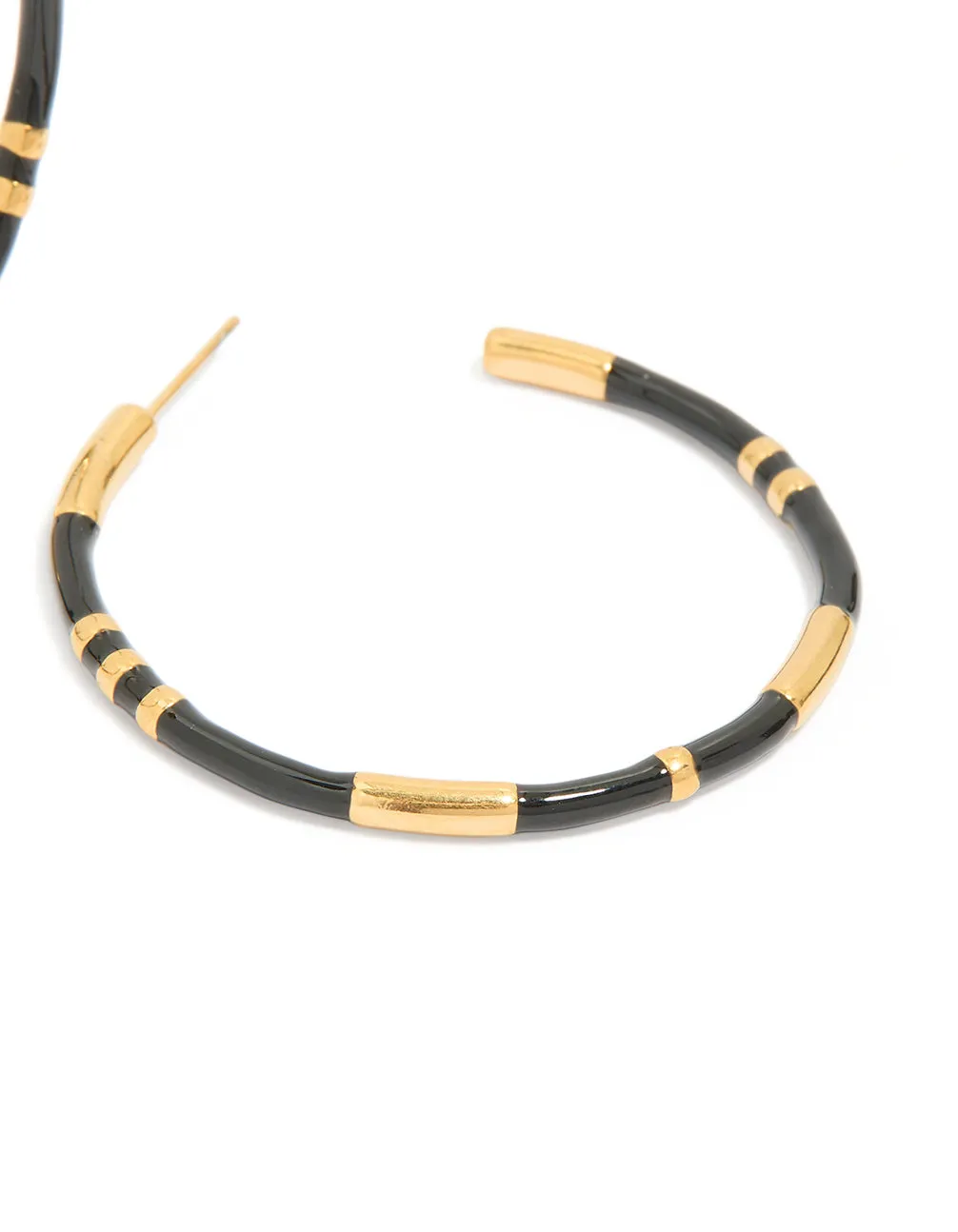 Waterproof Gold Plated Stainless Steel Black Enamel Striped Hoop Earrings sold by lovisa product image thumbnail 3