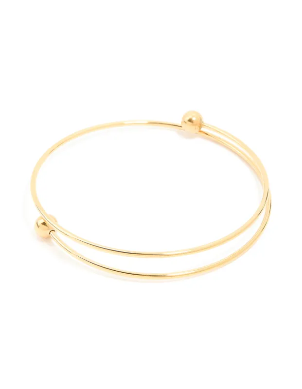 Waterproof Gold Plated Stainless Steel Ball End Bangle sold by lovisa