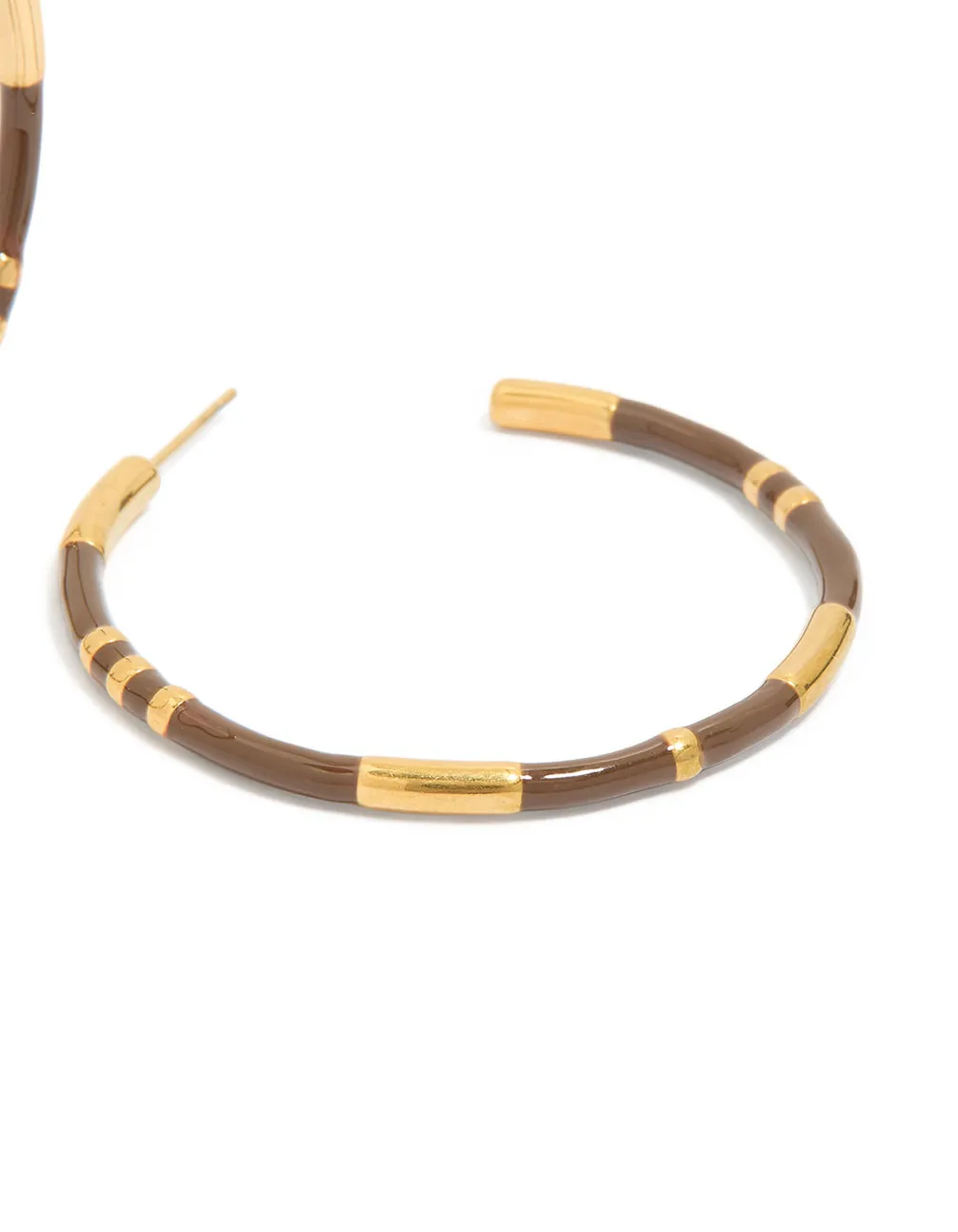 Waterproof Gold Plated Stainless Steel Brown Enamel Hoop Earrings sold by lovisa product image thumbnail 3