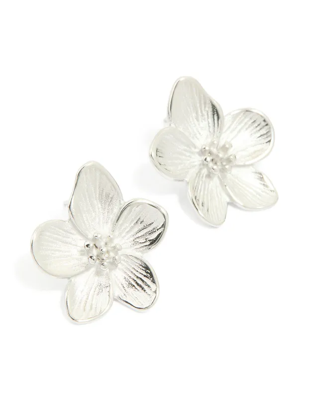 Waterproof Stainless Steel Mini Textured Flower Earrings sold by lovisa