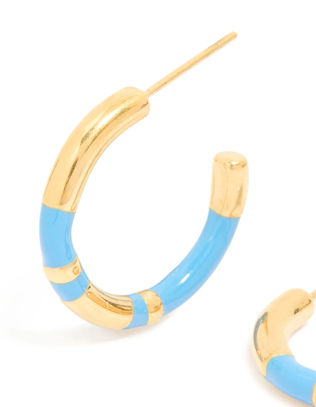 Waterproof Gold Plated Stainless Steel Small Blue Enamel Stripe Hoop Earrings sold by lovisa product image thumbnail 2