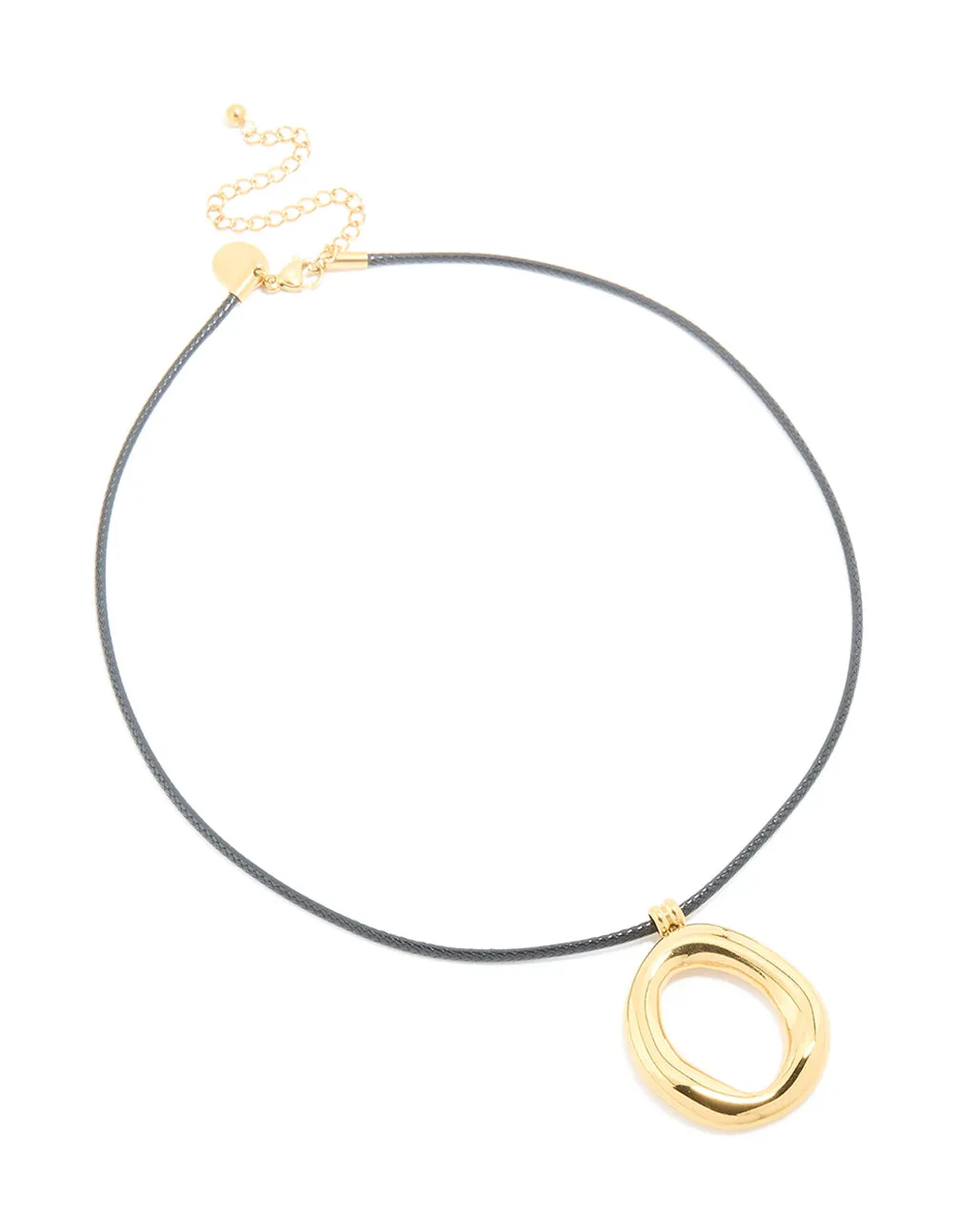 Waterproof Gold Plated Organic Open Pendant Cord Necklace sold by lovisa product image thumbnail 2