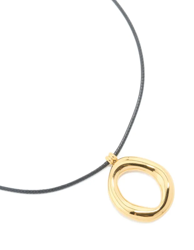 Waterproof Gold Plated Organic Open Pendant Cord Necklace sold by lovisa