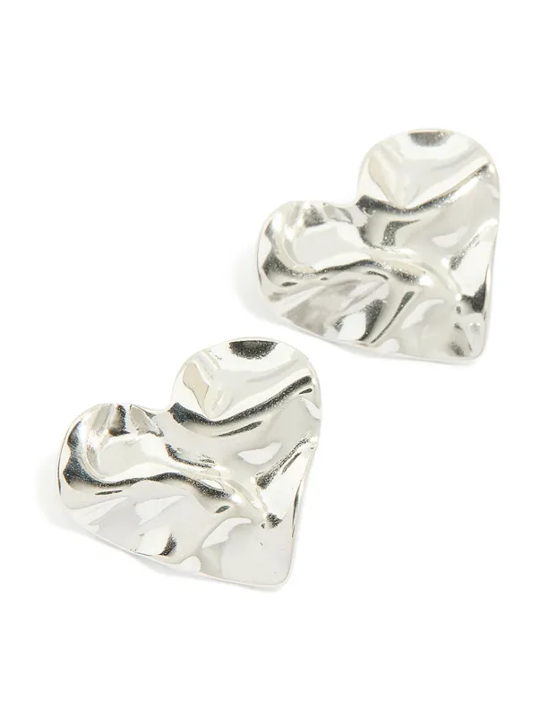 Waterproof Stainless Steel Molten Heart Stud Earrings sold by lovisa