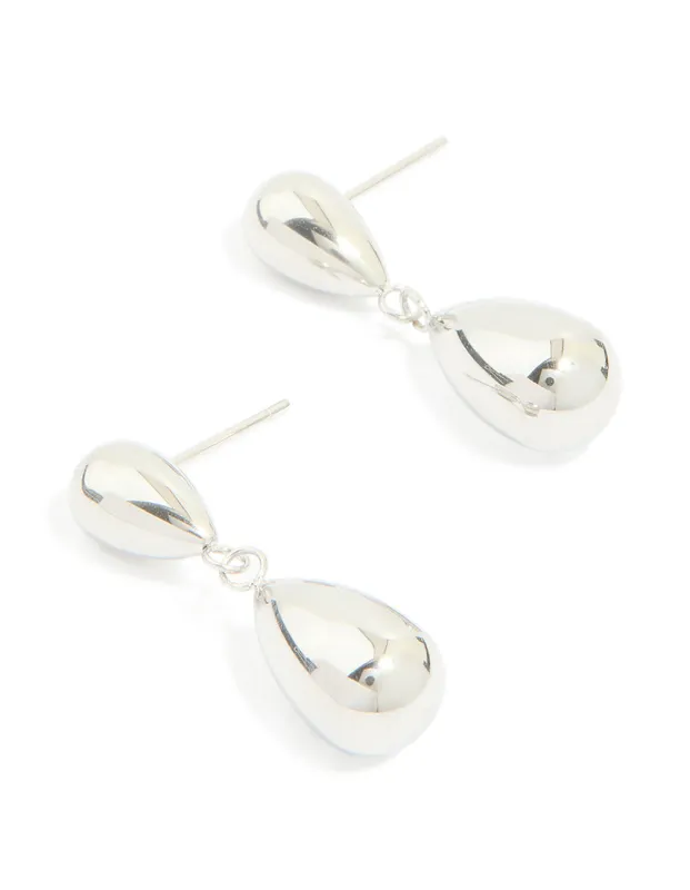 Waterproof Stainless Steel Pear Double Drop Earrings sold by lovisa