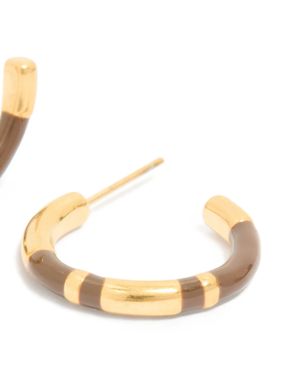 Waterproof Gold Plated Stainless Steel Small Brown Enamel Stripe Hoop Earrings sold by lovisa product image thumbnail 3