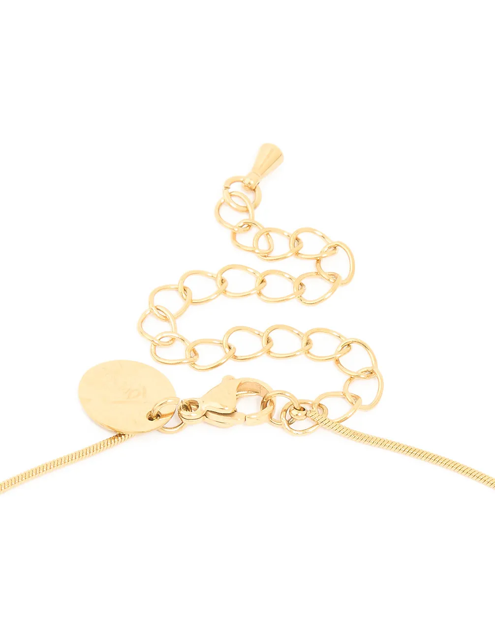 Waterproof Gold Plated Stainless Steel Tigers Eye Semi Precious Stone Disc Necklace sold by lovisa product image thumbnail 3