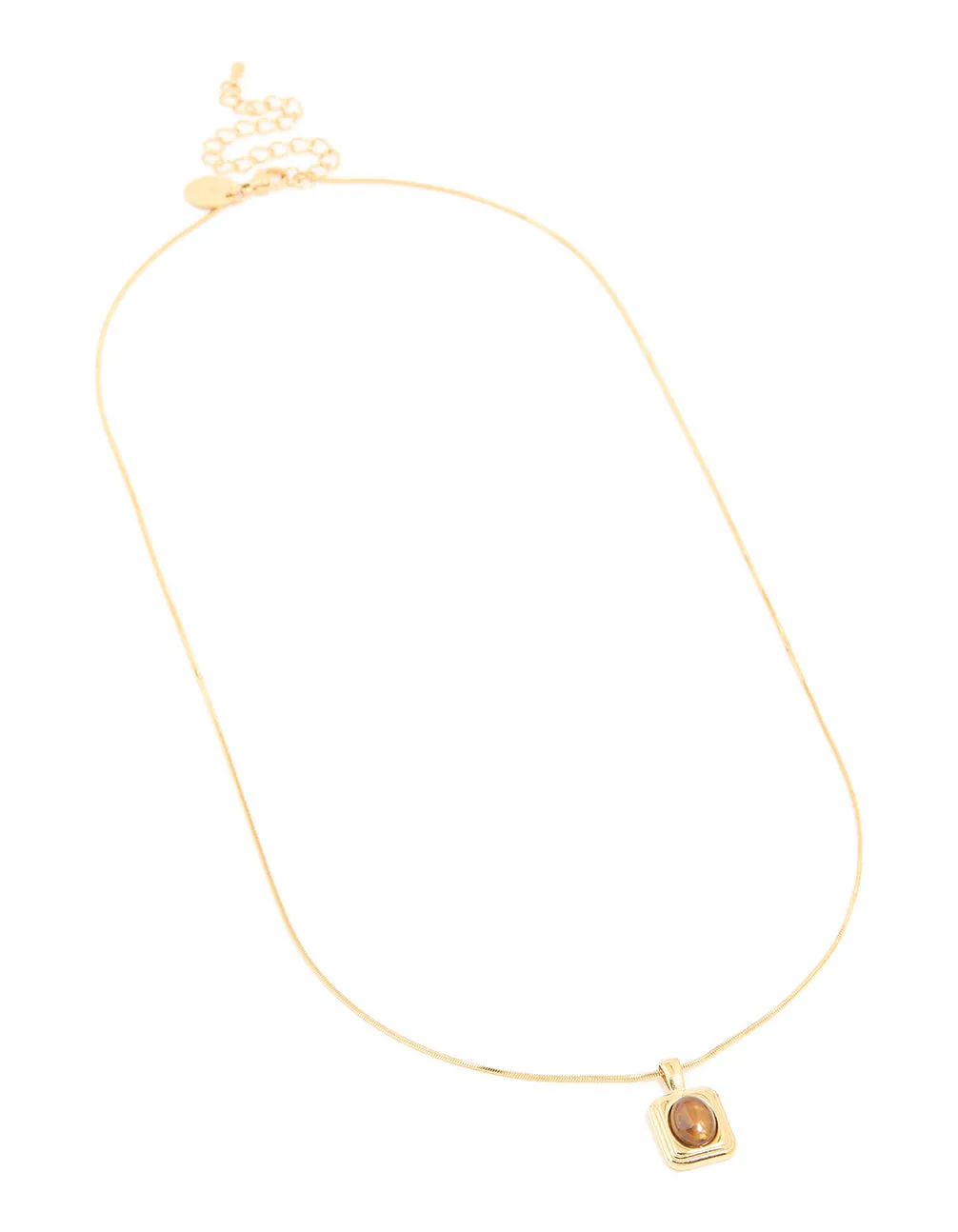 Waterproof Gold Plated Stainless Steel Tigers Eye Semi Precious Stone Disc Necklace sold by lovisa product image thumbnail 2