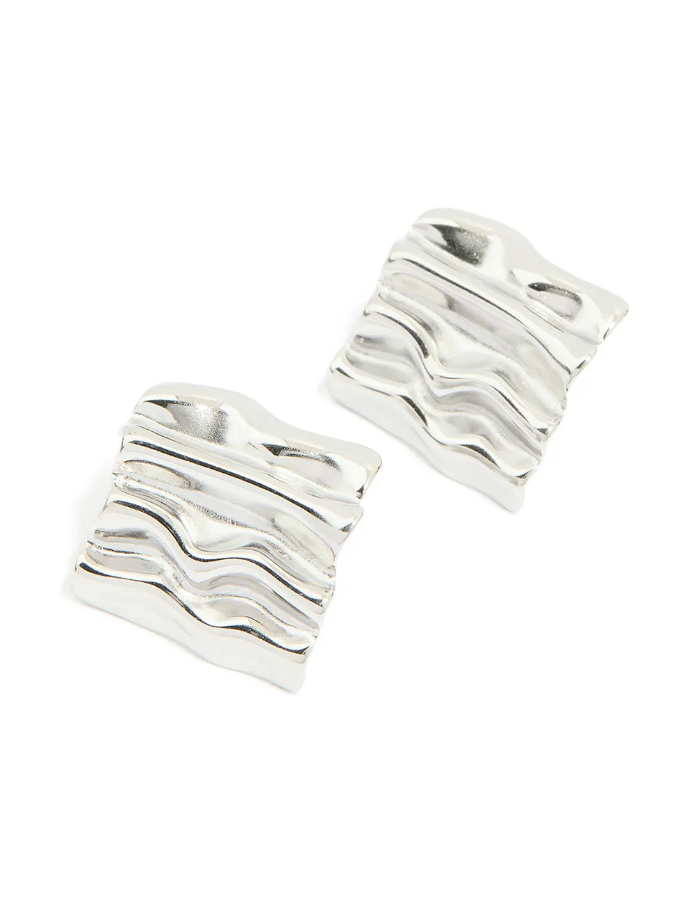 Waterproof Stainless Steel Textured Square Stud Earrings sold by lovisa