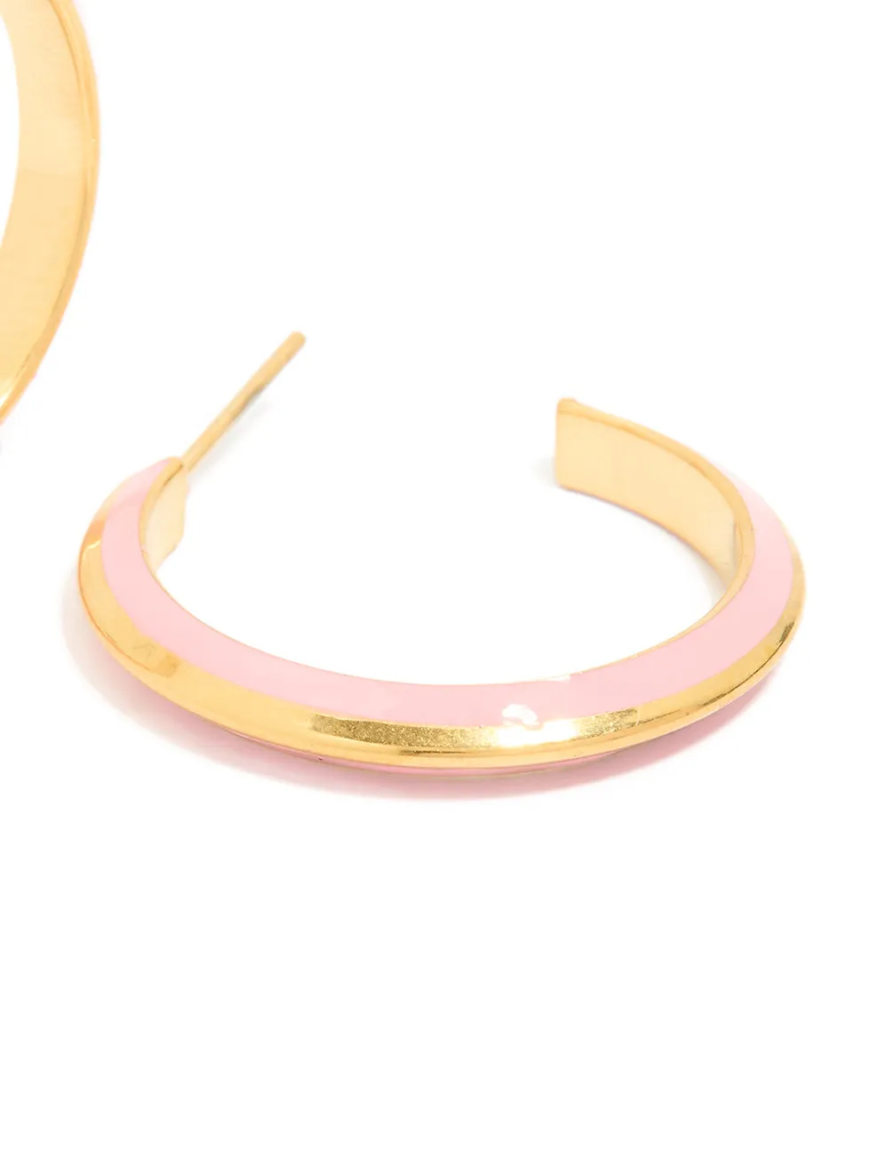 Waterproof Gold Plated Stainless Steel Light Pink Enamel Hoop Earrings sold by lovisa product image thumbnail 3