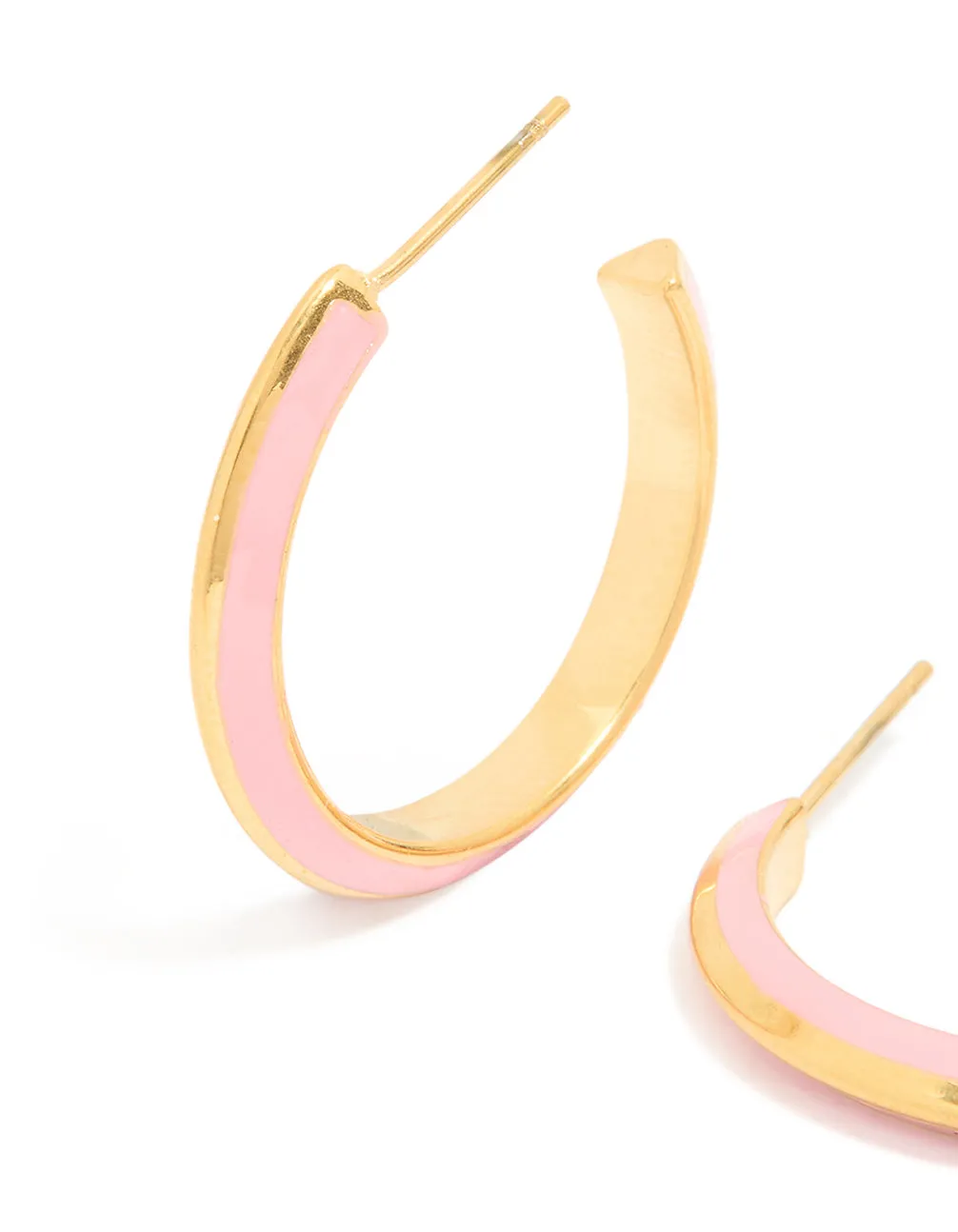 Waterproof Gold Plated Stainless Steel Light Pink Enamel Hoop Earrings sold by lovisa product image thumbnail 2
