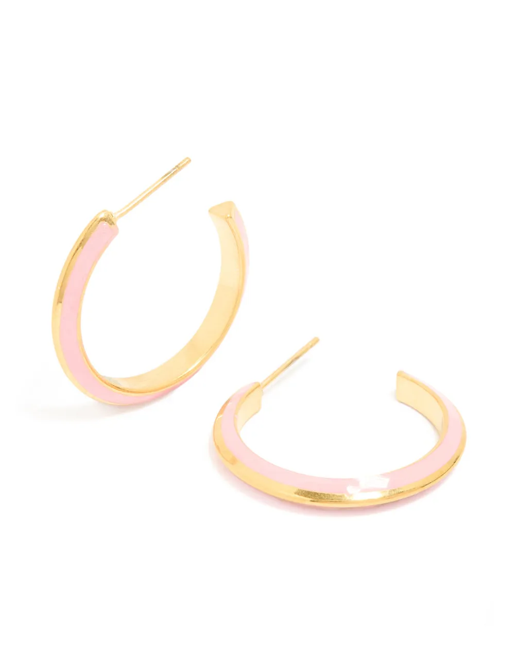 Waterproof Gold Plated Stainless Steel Light Pink Enamel Hoop Earrings sold by lovisa