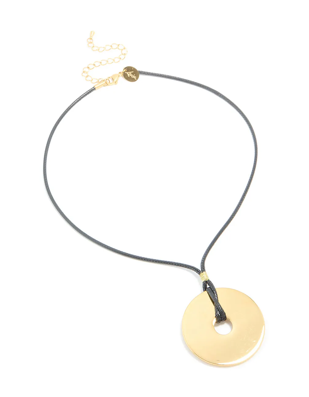 Waterproof Gold Plated Stainless Steel Circle Pendant Dainty Cord Necklace sold by lovisa product image thumbnail 2