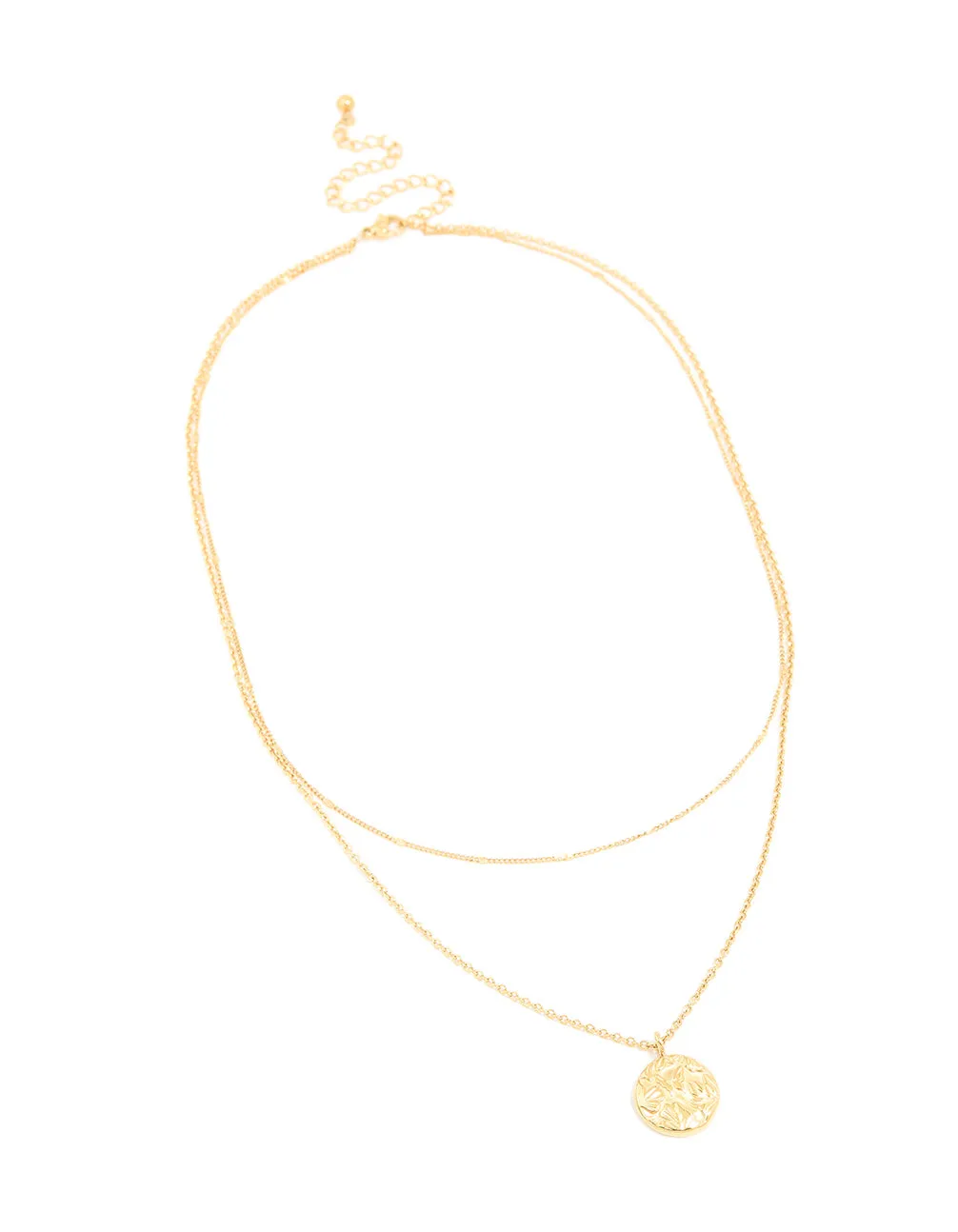 Waterproof Gold Plated Stainless Steel Fine Chain & Disc Pendant Layered Necklace sold by lovisa product image thumbnail 2