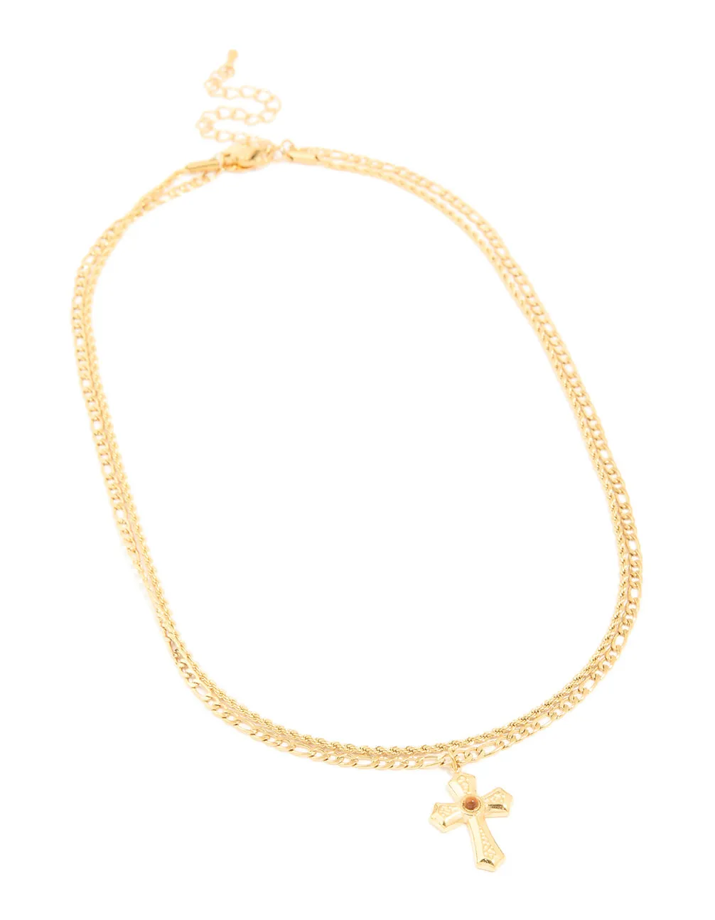 Waterproof Gold Plated Stainless Steel Tigers Eye Semi Precious Stone Cross Chain Layered Necklace sold by lovisa product image thumbnail 2