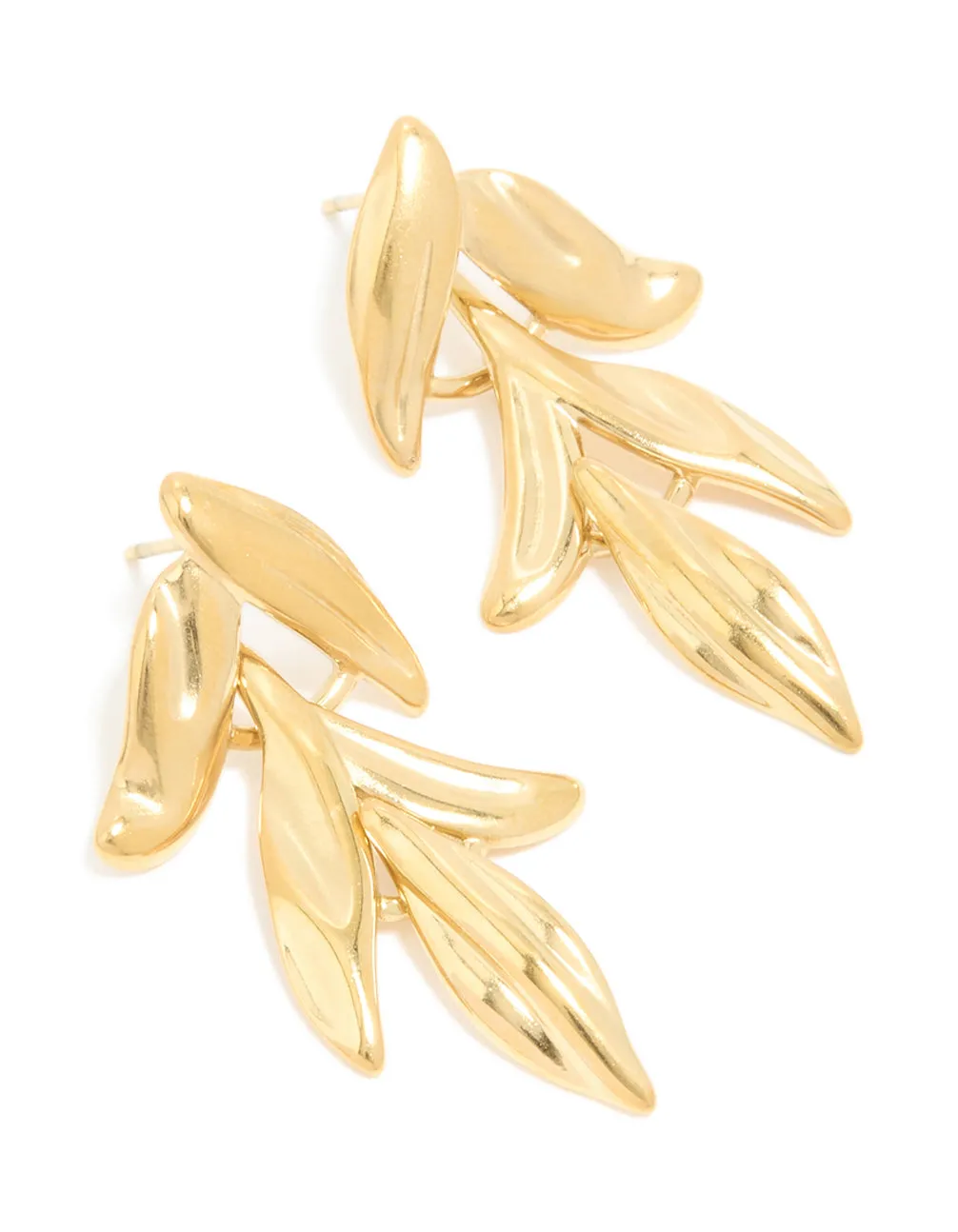 Waterproof Gold Plated Stainless Steel Cascading Leaf Drop Stud Earrings sold by lovisa