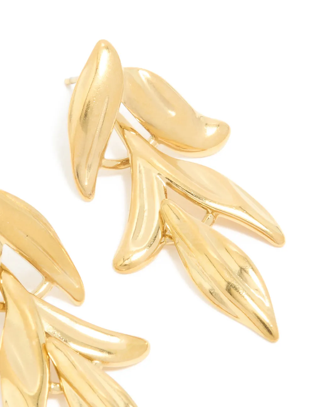 Waterproof Gold Plated Stainless Steel Cascading Leaf Drop Stud Earrings sold by lovisa product image thumbnail 3