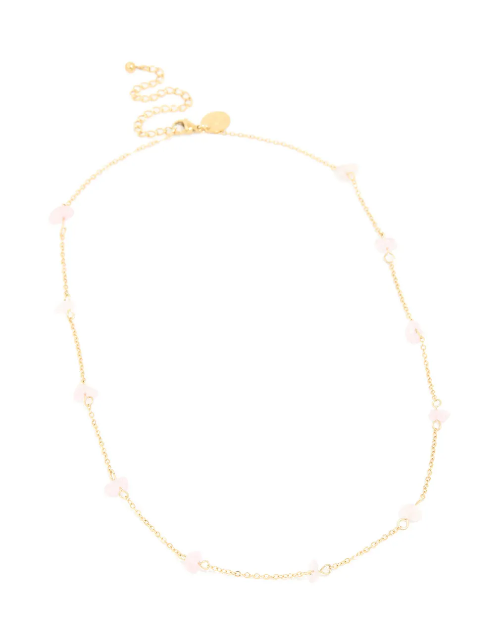 Waterproof Gold Plated Stainless Steel Rose Quartz Semi Precious Stone Chip Necklace sold by lovisa product image thumbnail 2
