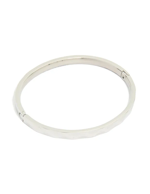 Waterproof Stainless Steel Hammered Hinged Bangle sold by lovisa