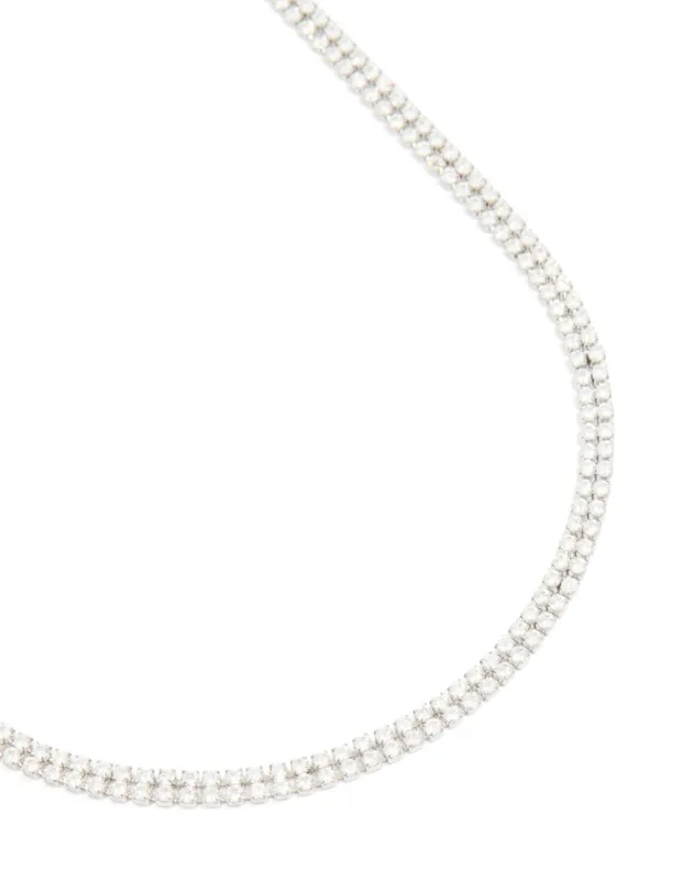 Waterproof Stainless Steel Cubic Zirconia Tennis Layered Necklace sold by lovisa