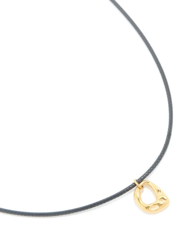 Waterproof Gold Plated Stainless Steel Open Molten Pendant Cord Necklace sold by lovisa