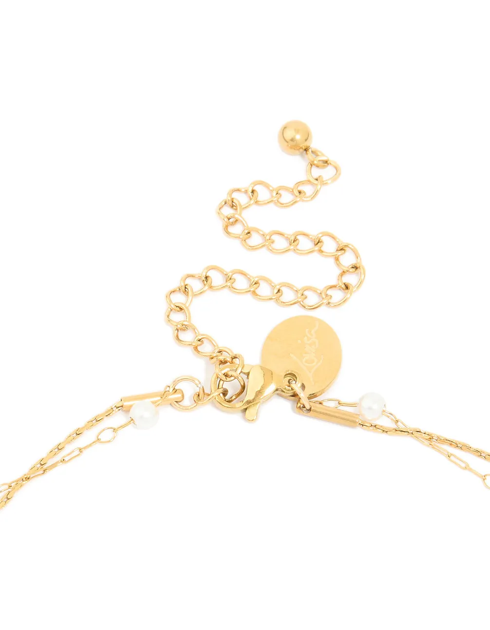 Waterproof Gold Plated Stainless Steel Pearl Beaded & Chain Layered Necklace sold by lovisa product image thumbnail 3