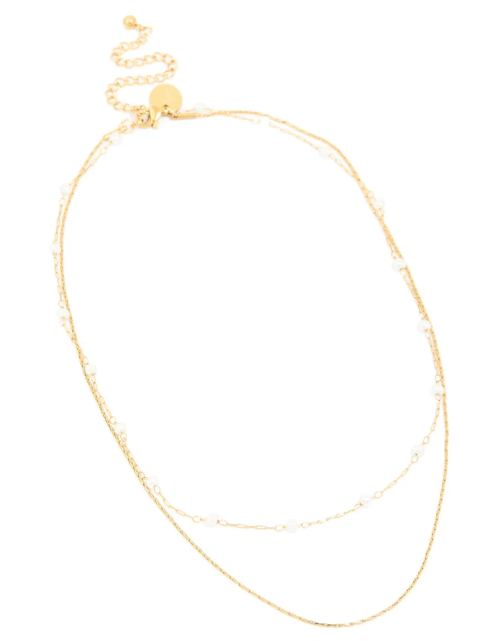 Waterproof Gold Plated Stainless Steel Pearl Beaded & Chain Layered Necklace sold by lovisa product image thumbnail 2