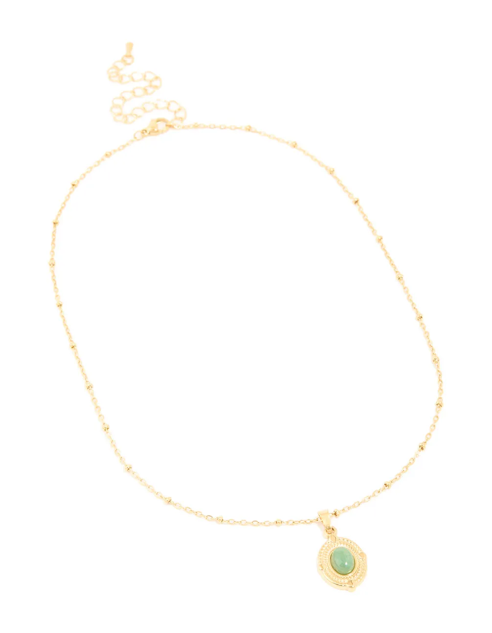 Waterproof Gold Plated Stainless Steel Green Semi Precious Stone Boho Disc Necklace sold by lovisa product image thumbnail 2