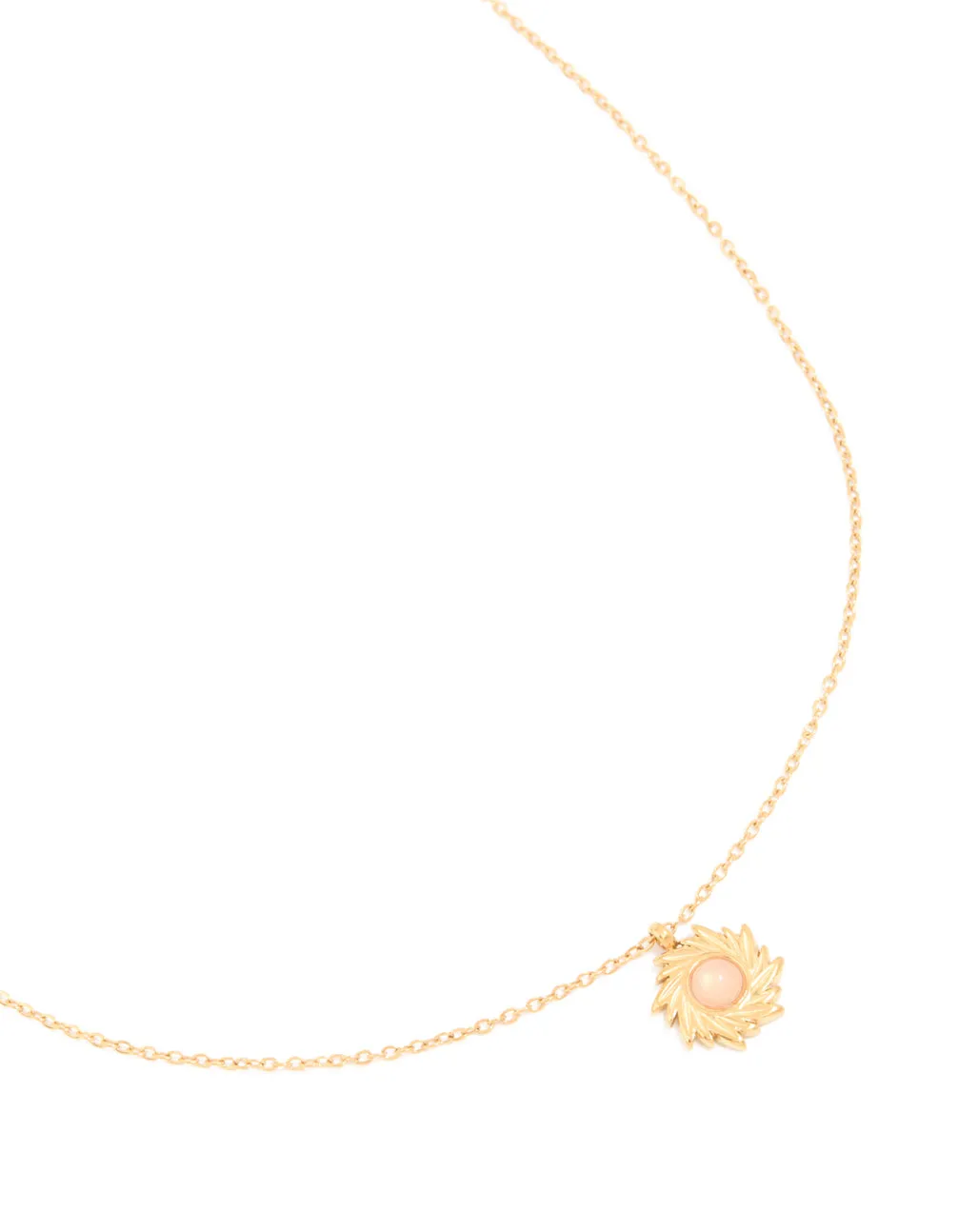 Waterproof Gold Plated Stainless Steel Pink Semi Precious Stone Sunray Necklace sold by lovisa