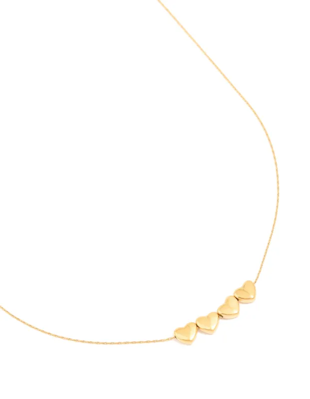 Waterproof Gold Plated Stainless Steel Mini Hearts Necklace sold by lovisa